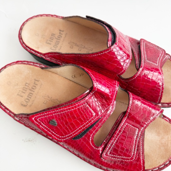 Finn Comfort Jamaica Fire Red Comfort Slip On Shoes Size 39 - Picture 2 of 6